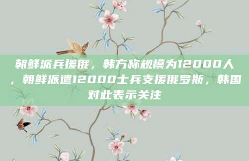 朝鲜派兵援俄，韩方称规模为12000人，朝鲜派遣12000士兵支援俄罗斯，韩国对此表示关注