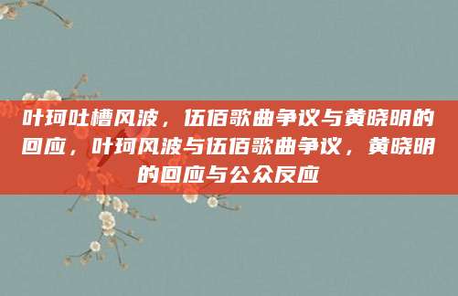 叶珂吐槽风波，伍佰歌曲争议与黄晓明的回应，叶珂风波与伍佰歌曲争议，黄晓明的回应与公众反应