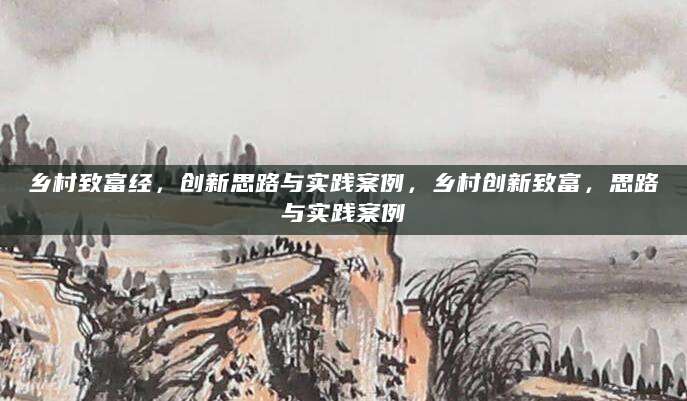 乡村致富经，创新思路与实践案例，乡村创新致富，思路与实践案例